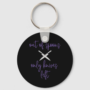 Purple Fibro Lupus Spoonie Awareness Out Of Spoons Keychain