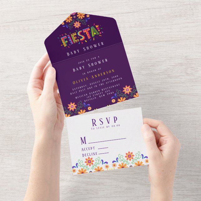 Purple Fiesta Floral Baby Shower All In One Invitation (Tearaway)