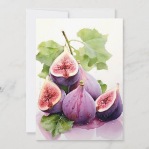 Purple Figs In Watercolors Holiday Card