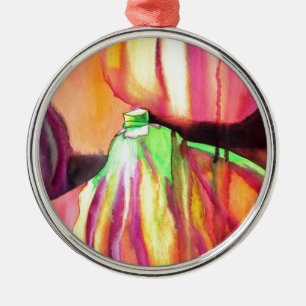 Purple Figs original art watercolor drip painting Metal Ornament