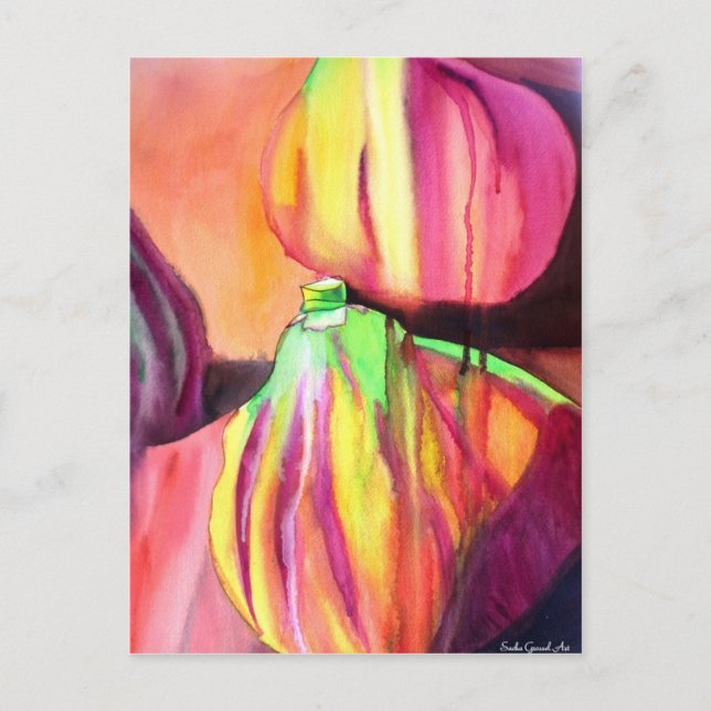 Purple Figs original art watercolor drip painting Postcard (Front)