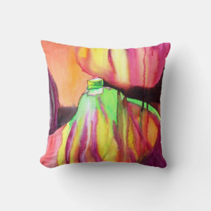 Purple Figs watercolor original art drip painting Throw Pillow