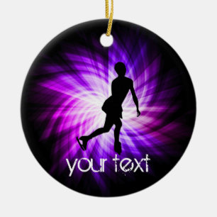 Purple Figure Skating Ceramic Ornament