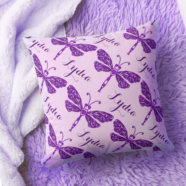 Purple filles nom dragonfly motif coussin coussin (Créateur téléchargé)