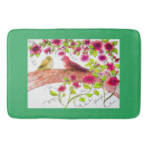 Purple Finch Table Runner Bath Mat