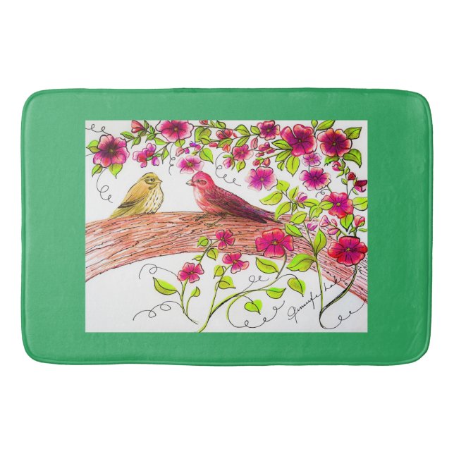 Purple Finch Table Runner Bath Mat (Front)