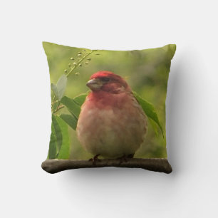 Purple Finch Throw Pillow