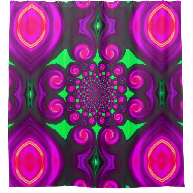 Purple Fire Swirls Shower Curtain (Front)