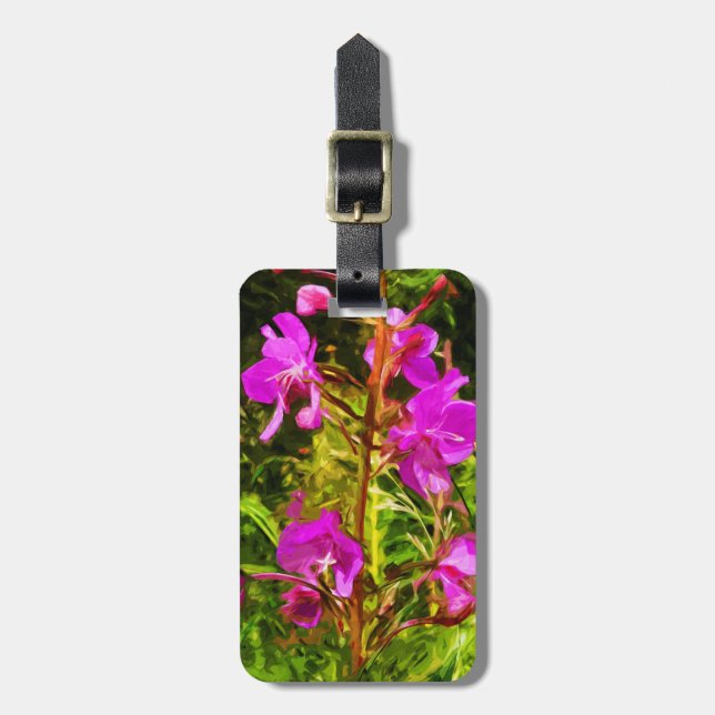 Purple Fireweed Alaska Wildflower Abstract Luggage Tag (Front Vertical)
