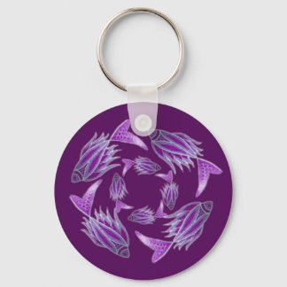 Purple Fish Circling Keychain