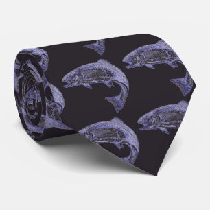 Purple Fish Fishermen Art Tie