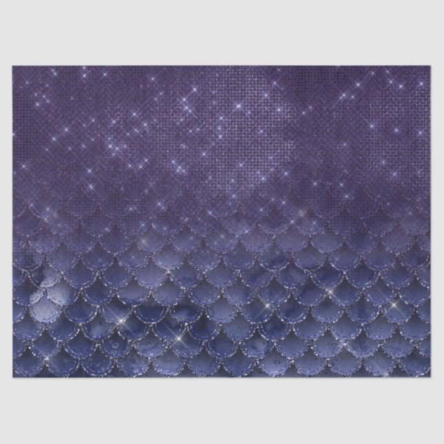 Purple Fish Scales Below a Starry Night Decoupage Tissue Paper (Front)