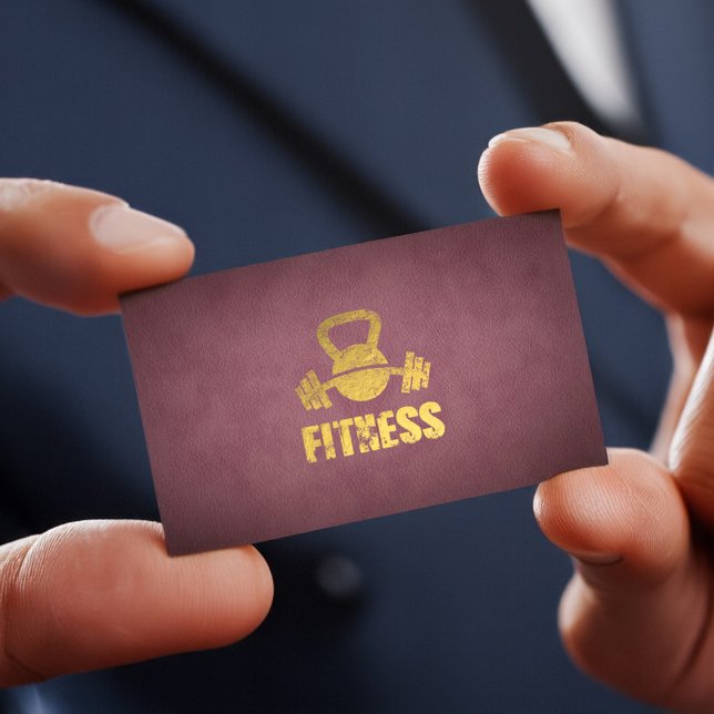 Purple Fitness Personal Trainer Kettlebell Barbell Business Card (Creator Uploaded)