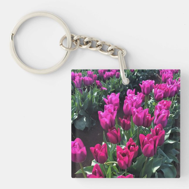 Purple Flag Tulips, Oregon Keychain (Front)