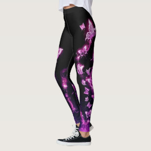 Purple Flame Butterflies Girl Sport Leggings