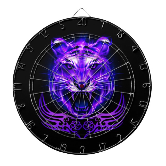 Purple Flaming Fire Tiger Dartboard (Front)