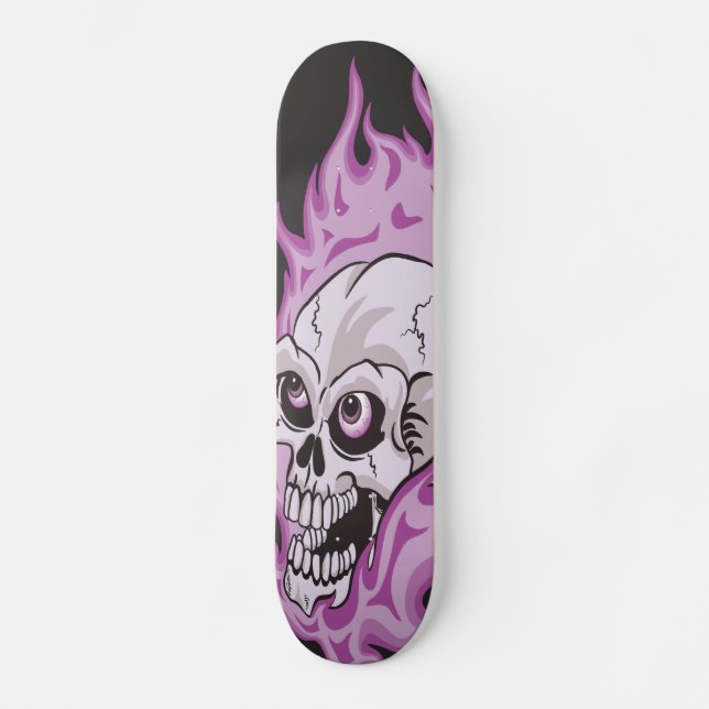 Purple Flaming Skull Skateboard (Front)