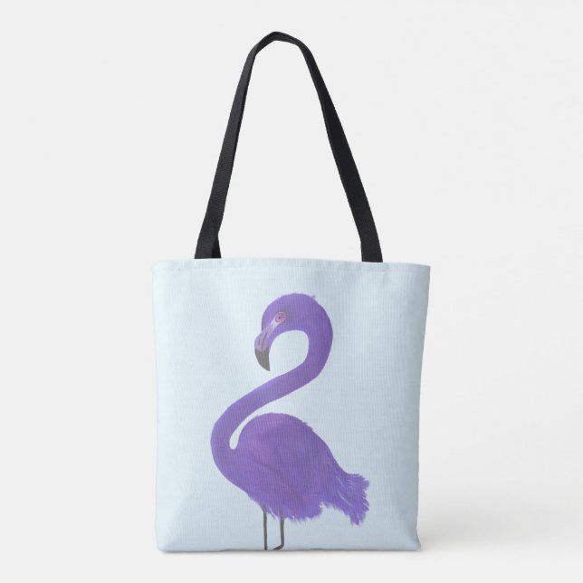 Purple Flamingo Painting - Coastal Fine Art Tote Bag (Back)