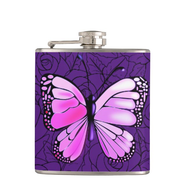 Purple Flask with Butterfly (Front)
