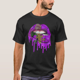 Purple Fleur De Is Lips Funny Mardi Gras Carnival T-Shirt