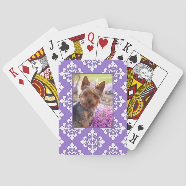 Purple Fleur de Lis Cards to Customize with Photo (Back)