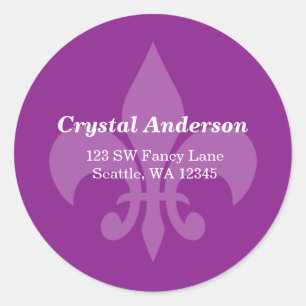 Purple Fleur-De-Lis Custom Address Label