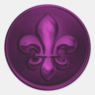 Purple Fleur de Lis Envelope Seal Embossed Look