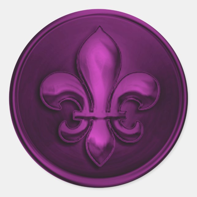 Purple Fleur de Lis Envelope Seal Embossed Look (Front)
