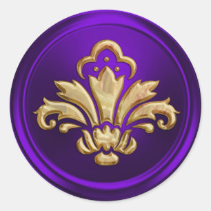 Purple Fleur de Lis Envelope Seal Embossed Look