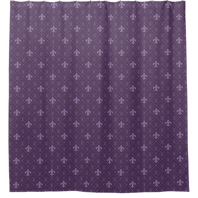 Purple Fleur de Lis Pattern Bathroom Decor (Front)