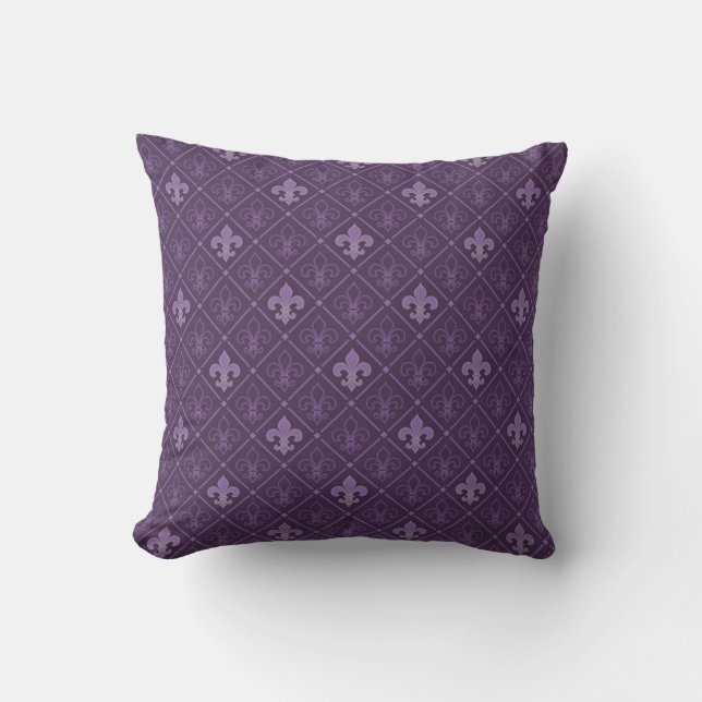 Purple Fleur de Lis Pattern Home-decor Pillow (Front)
