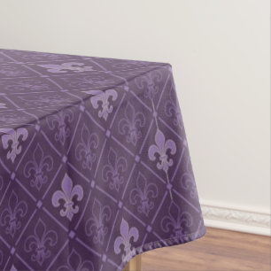 Purple Fleur de Lis Pattern Tablecloth