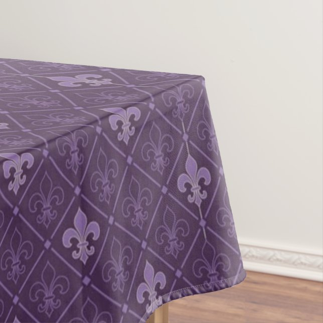 Purple Fleur de Lis Pattern Tablecloth (In Situ)
