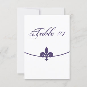 Purple Fleur de Lis Reception Table Card