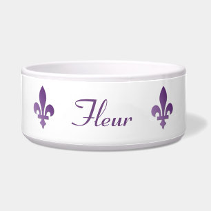 Purple Fleur-de-lys French Francophone Pet Dish