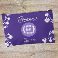 Purple, Fleurs Blanches, Sac De Maquillage Logo