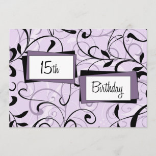 Purple Floral 15th Birthday Party Invitation Cards