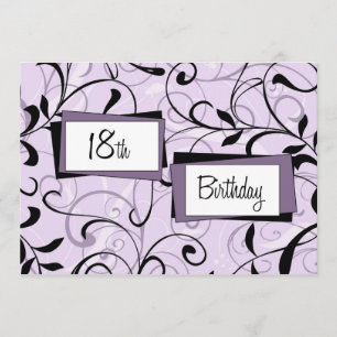 Purple Floral 18th Birthday Party Invitation Cards