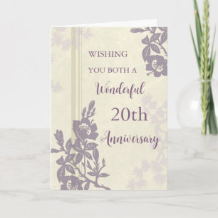 Purple Floral 20th Wedding Anniversary Card
