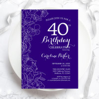 Purple Floral 40th Birthday Party