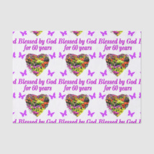 PURPLE FLORAL 60TH BIRTHDAY DESIGN TISSUE PAPER