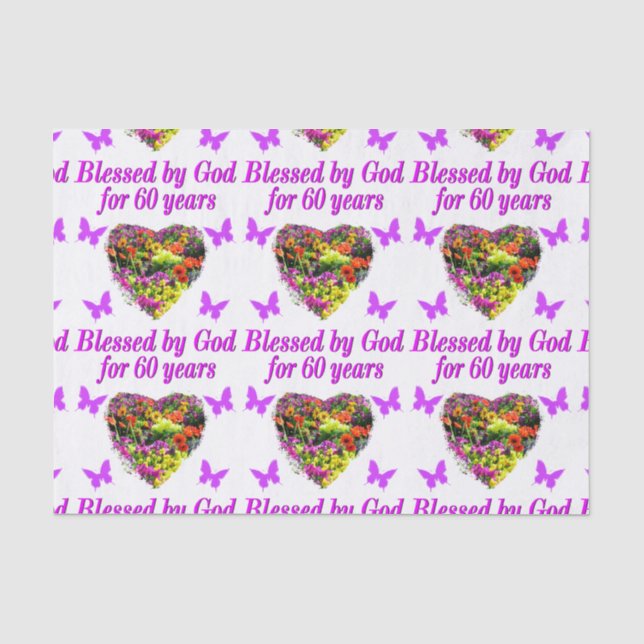 PURPLE FLORAL 60TH BIRTHDAY DESIGN TISSUE PAPER (Front)