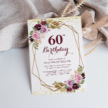 purple floral 60th birthday party invitation<br><div class="desc">A lovely floral theme design with lovely purple autumn watercolor flower . The text and colours can be personalized.</div>