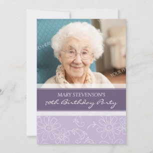 Purple Floral 70th Birthday Party Invitations