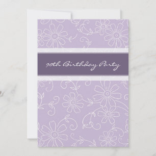 Purple Floral 90th Birthday Party Invitations