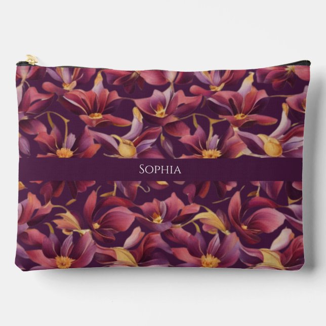 Purple Floral- Accessory Pouch (Front)