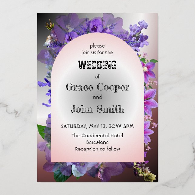 Purple floral against white and dark background (Front)