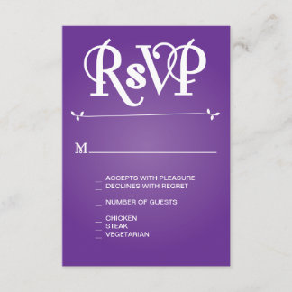 Purple Floral Ampersand RSVP Card