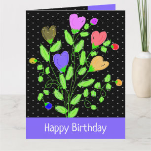 Purple Floral And Polka Dots Card