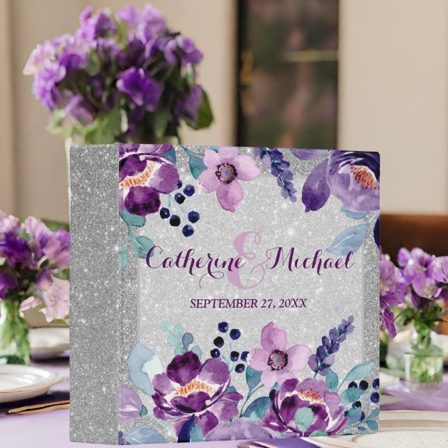 Purple Floral and Silver Glitter Binder (Creator Uploaded)
